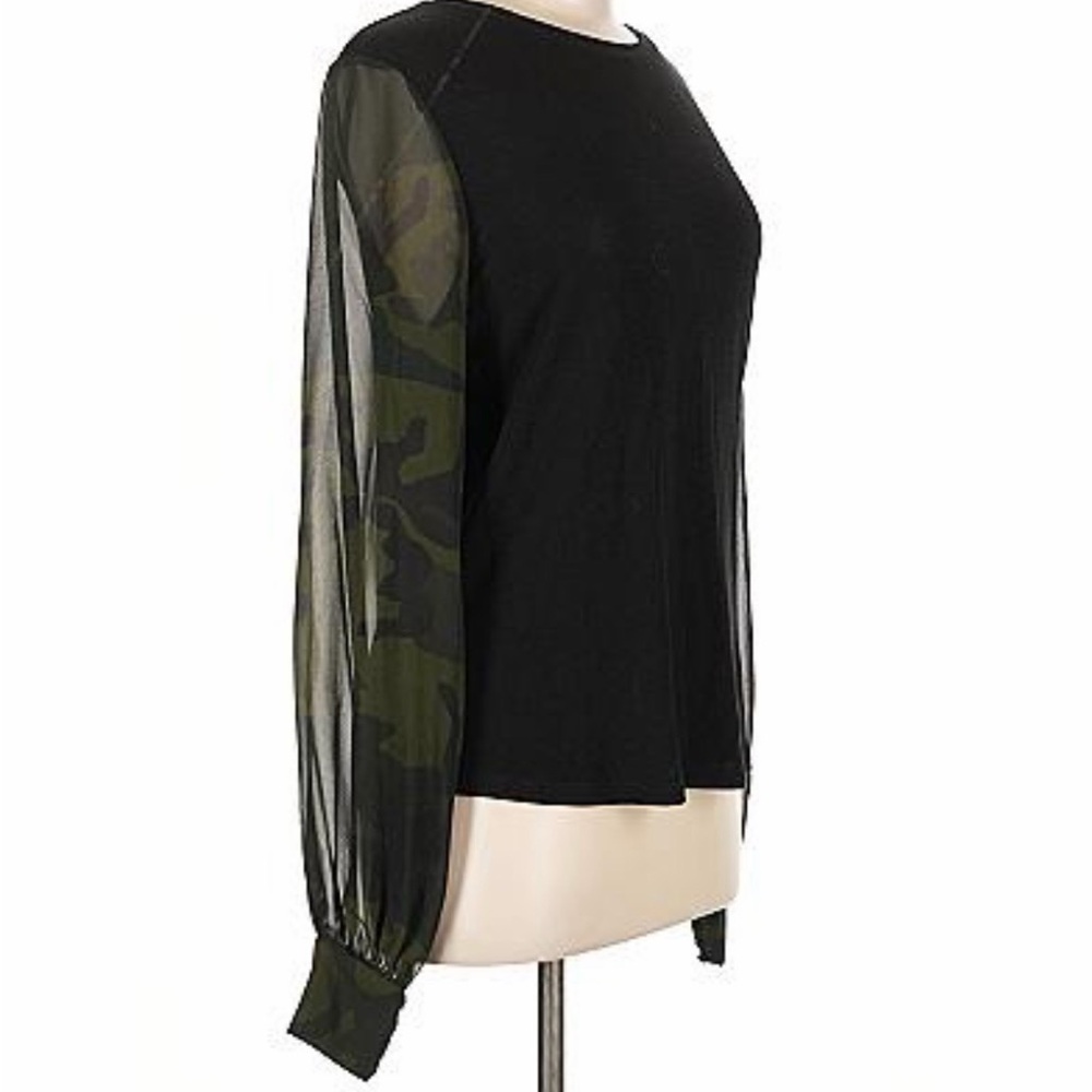 Generation Love Black Top with Olive Camo Sleeves